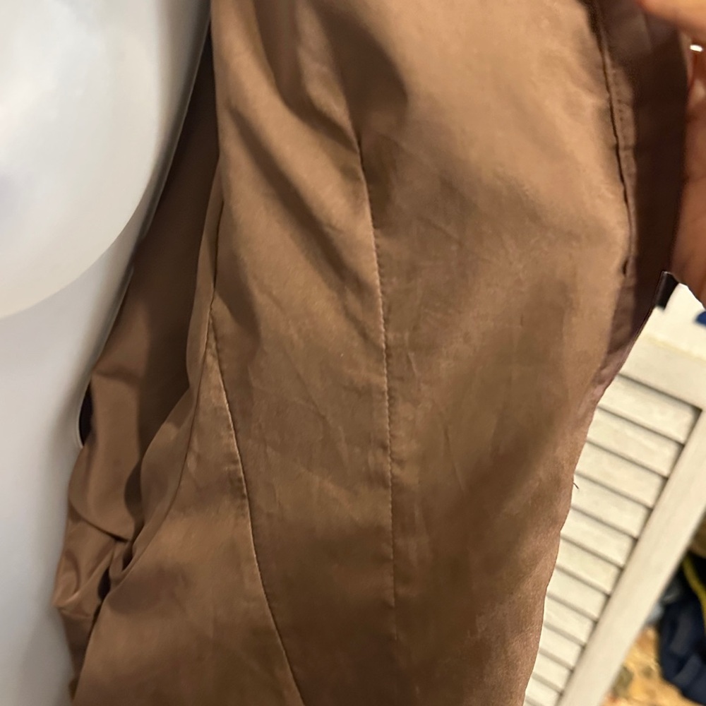 Size M Reminiscene Brown Puffy Sleeve Tie Waist Shirt Dress - Picture 13 of 16